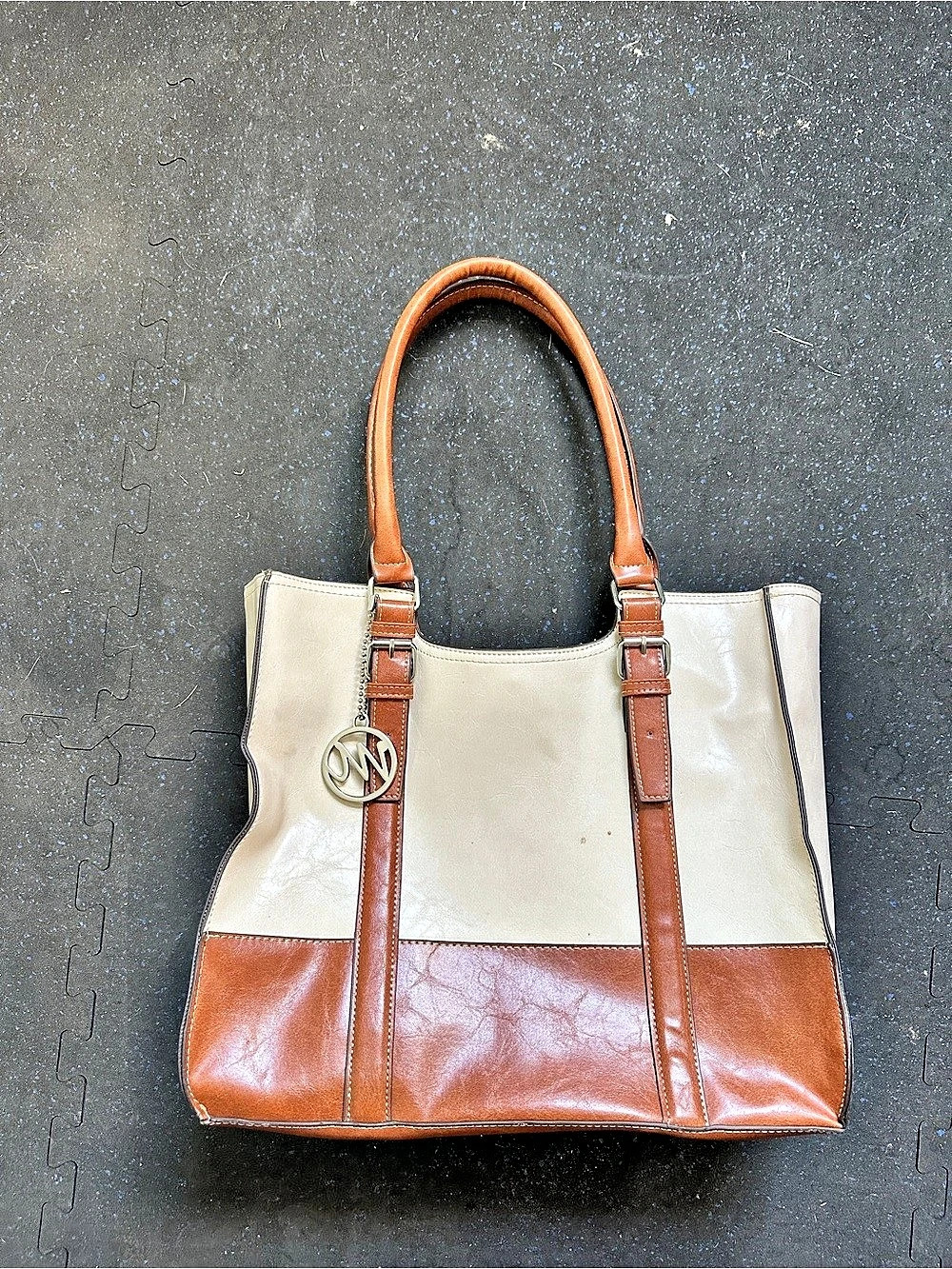 Michael Kors Color Block Tote in Brown & White